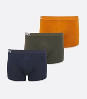Only & Sons 3 Pack Navy Khaki and Orange Logo Boxers